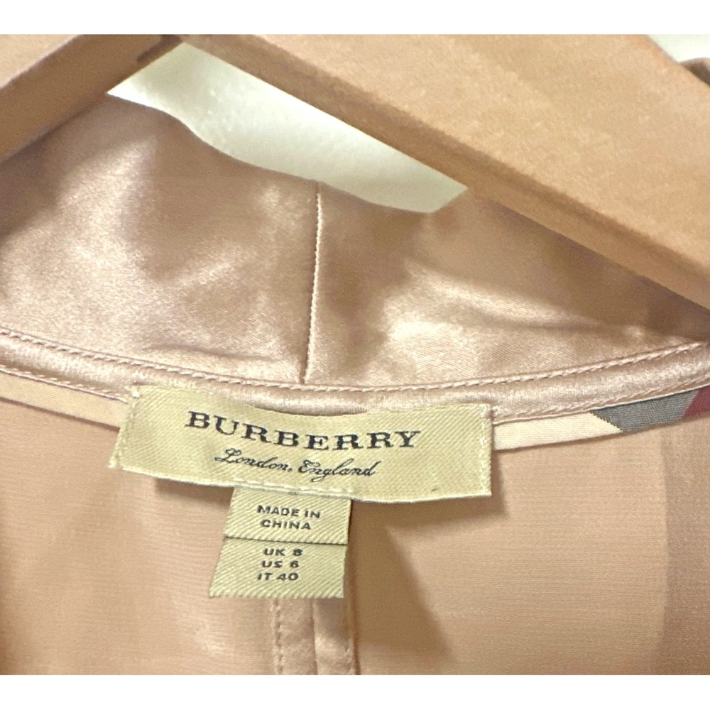 Burberry Women Size US 6 Antique Taupe Pink 100% Silk Tie-neck Midi Dress - Picture 5 of 10